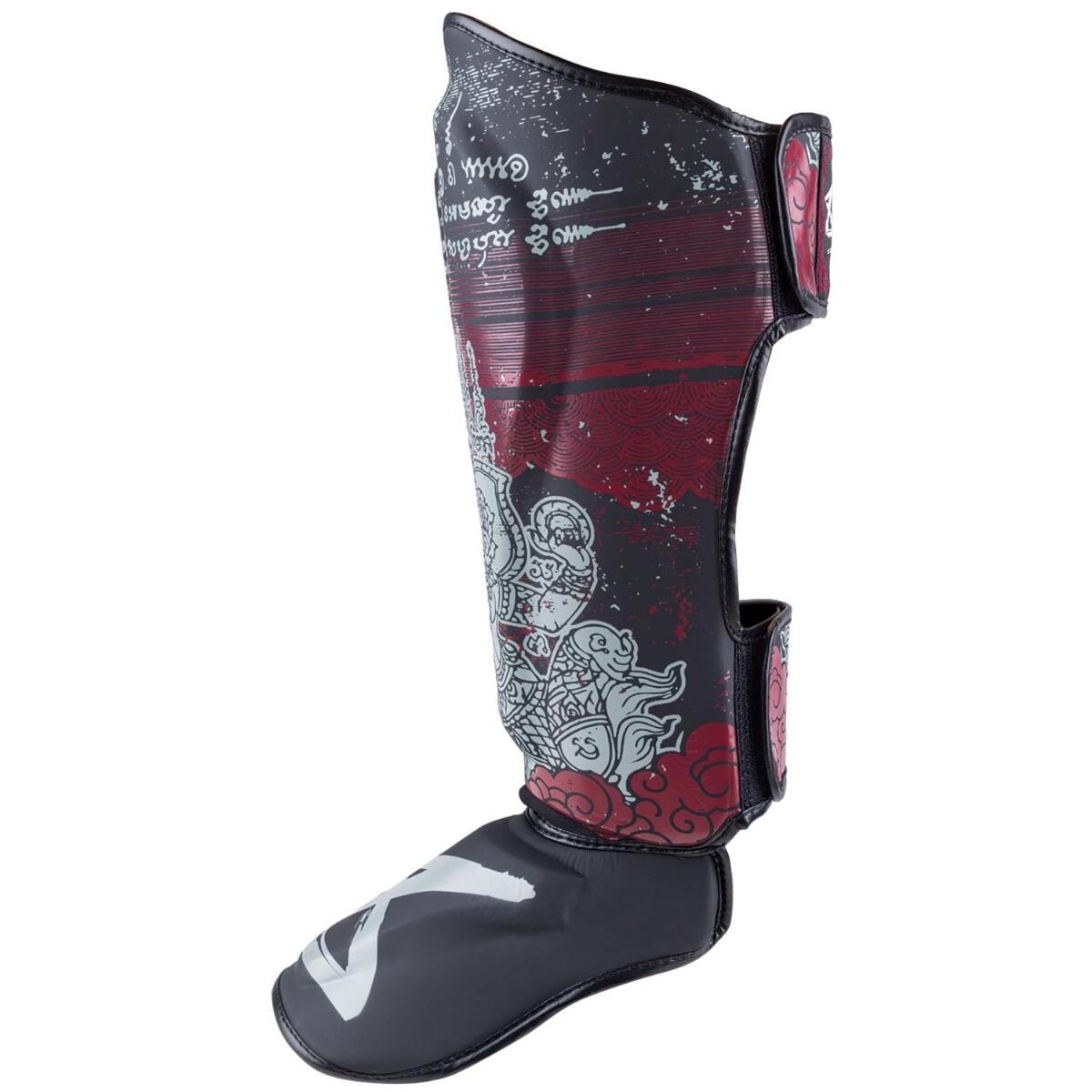 Schienbeinschoner 8 WEAPONS Hanuman Yant – Schwarz/Rot – S 5/7