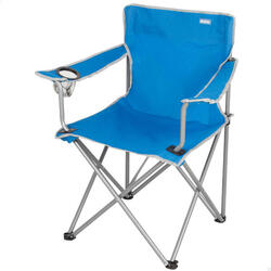 Aktive Chaise de camping pliante bleue avec porte-gobelet