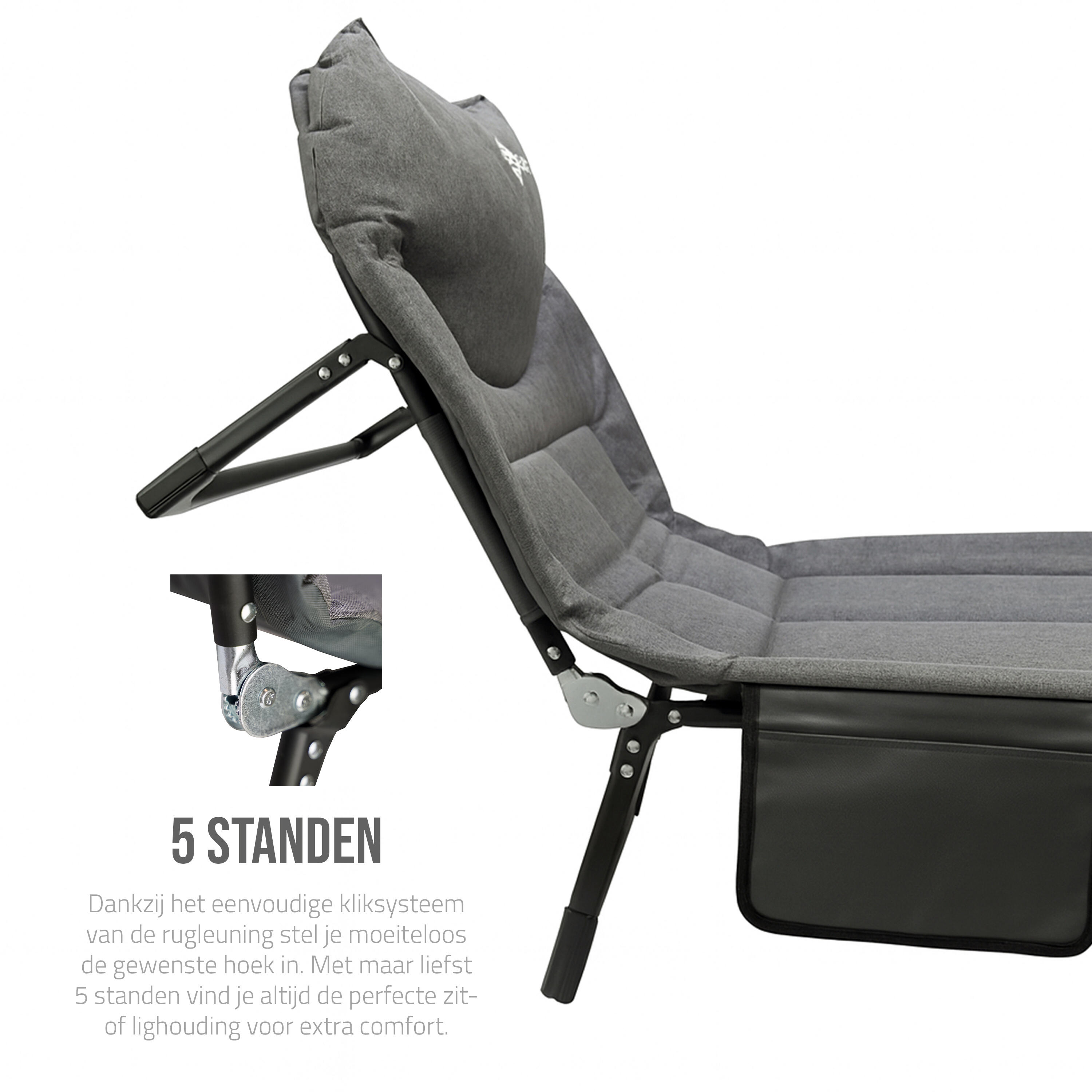 Lit de camp camping pliable réglable 195x65cm 7/7