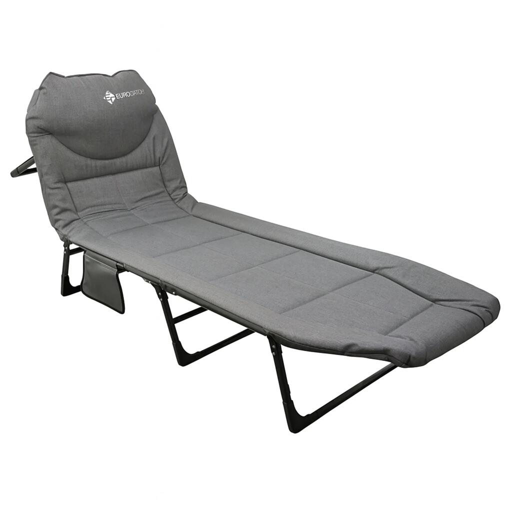 Foldable Carp Bedchair - 5 Position Backrest - 195 x 65 x 27 cm - Grey