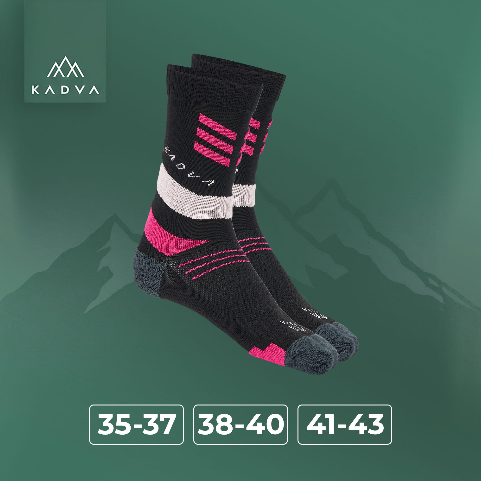 Meias femininas KADVA Stride Coolmax 2 pares 2/6