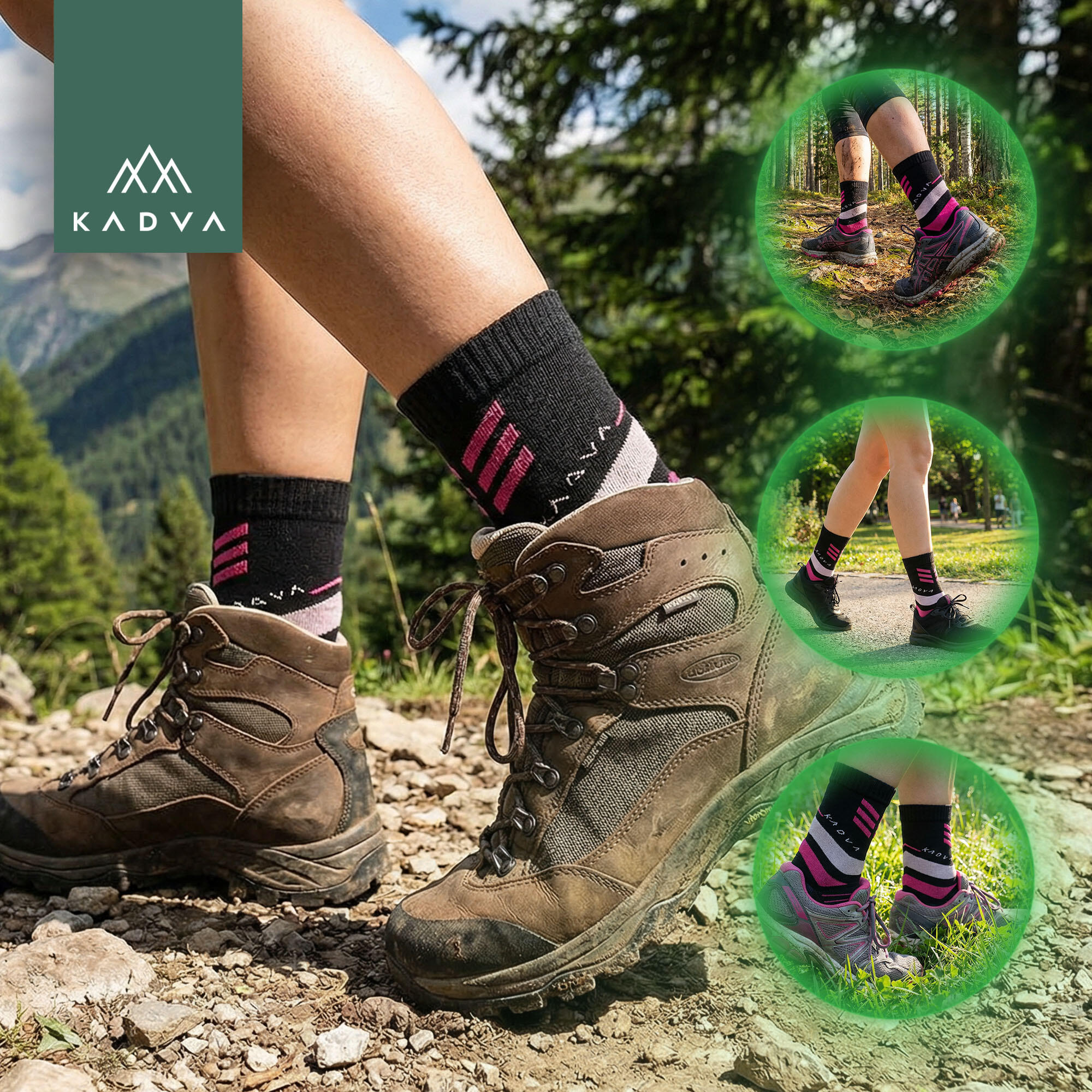Meias femininas KADVA Stride Coolmax 2 pares 5/6
