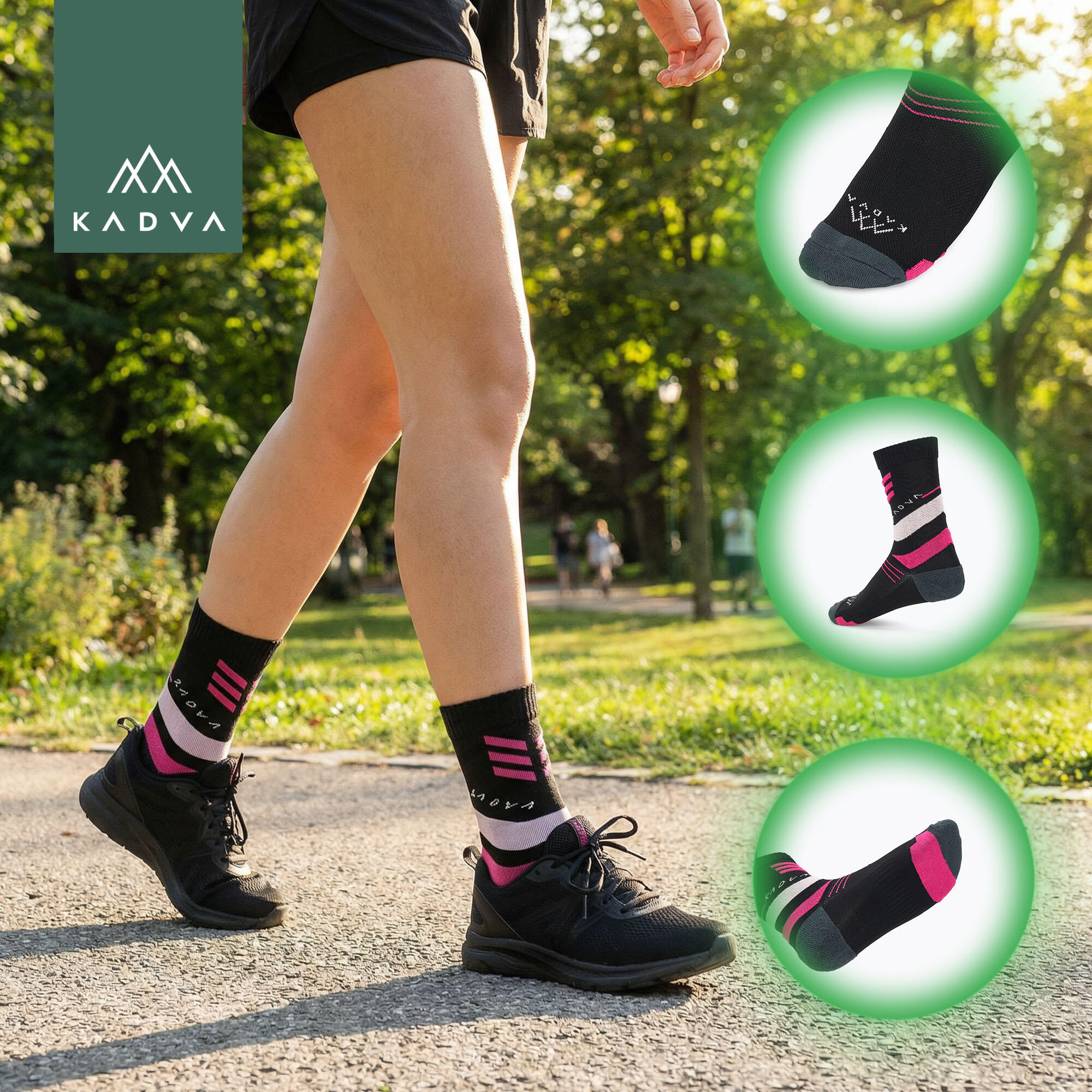 Meias femininas KADVA Stride Coolmax 2 pares 4/6