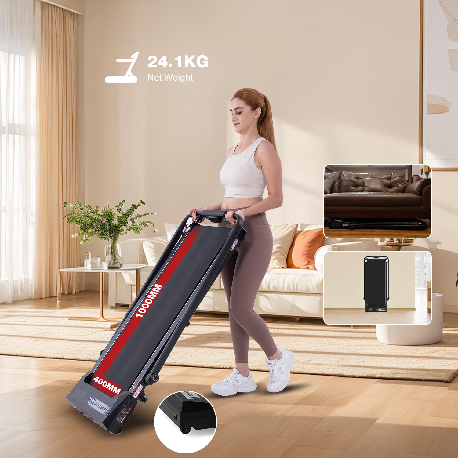 Folding and Incline Treadmill (3.4% incline), 1400W, ZX8S, 8 km/h 3/6