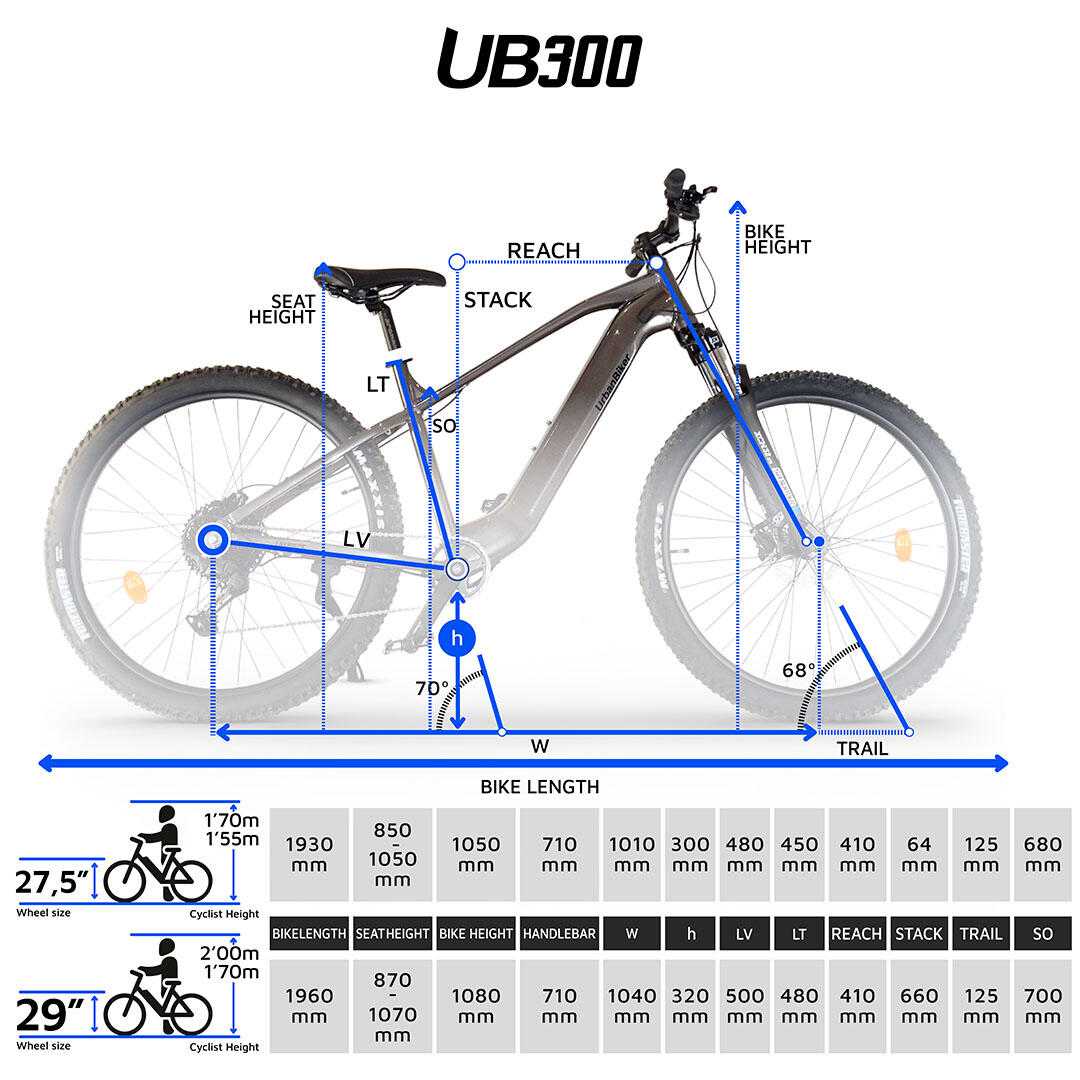 UB300B | VTT Électrique | Jusqu’à 140 km | Gris | 29" 6/9