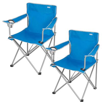 Aktive Set 2 sedie pieghevoli da campeggio 48x45x80 cm blu con portabicchieri