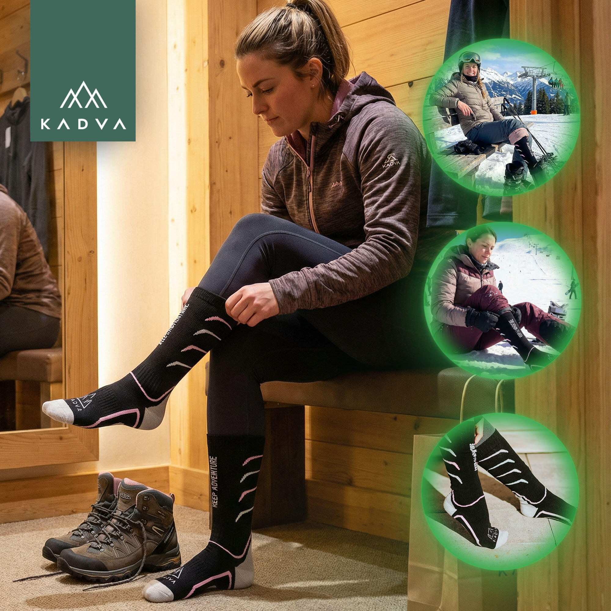 Meias de esqui femininas KADVA Woolan W 5/6