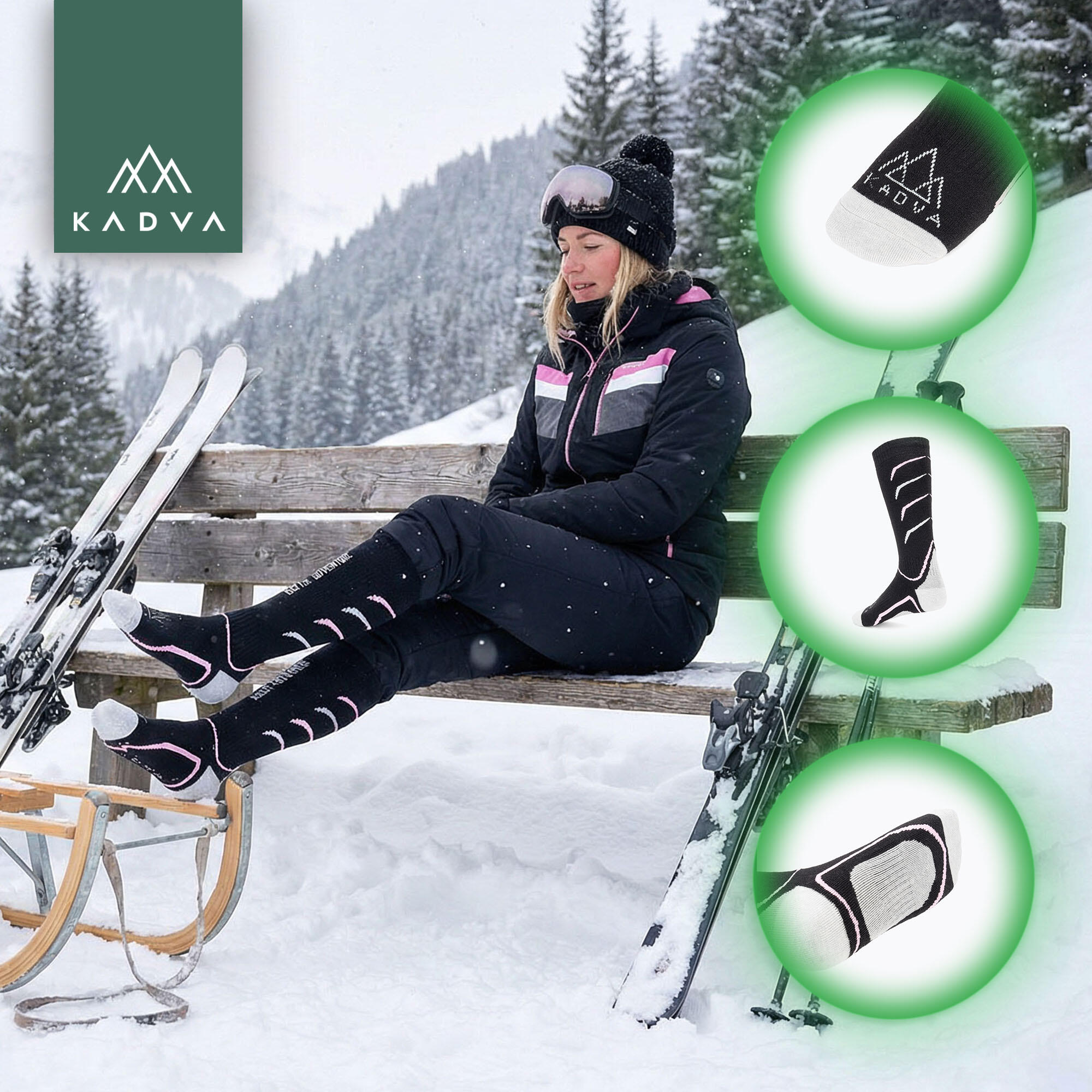 Meias de esqui femininas KADVA Woolan W 4/6