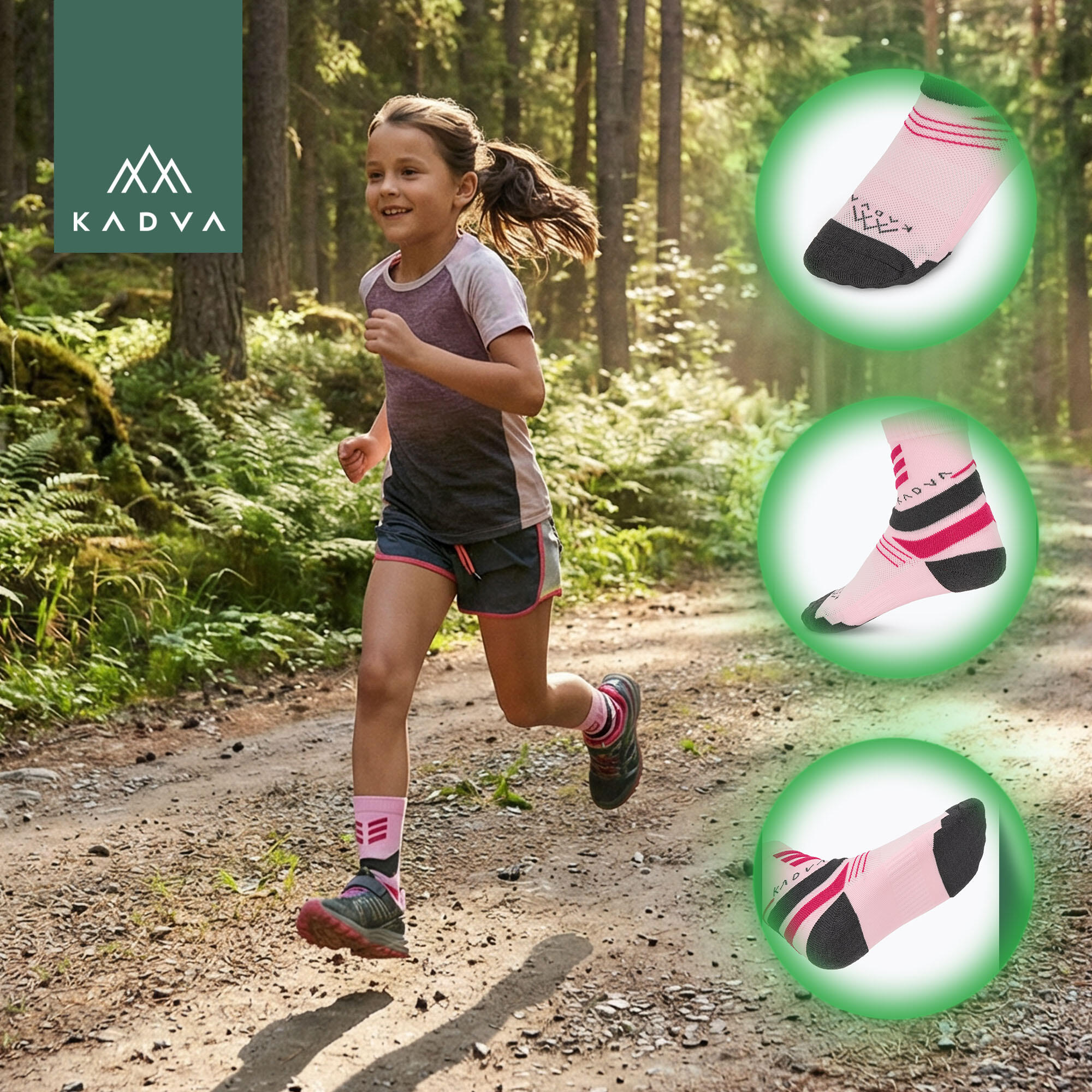 Meias infantis KADVA Stride Coolmax 2 pares 4/6