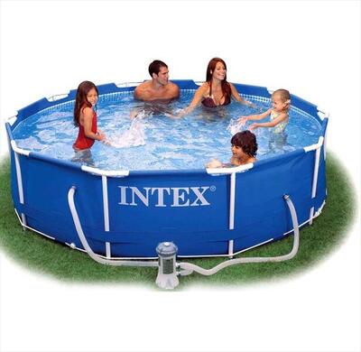 Intex metal frame zwembad 305 x 76 cm met 12-volt filterpomp