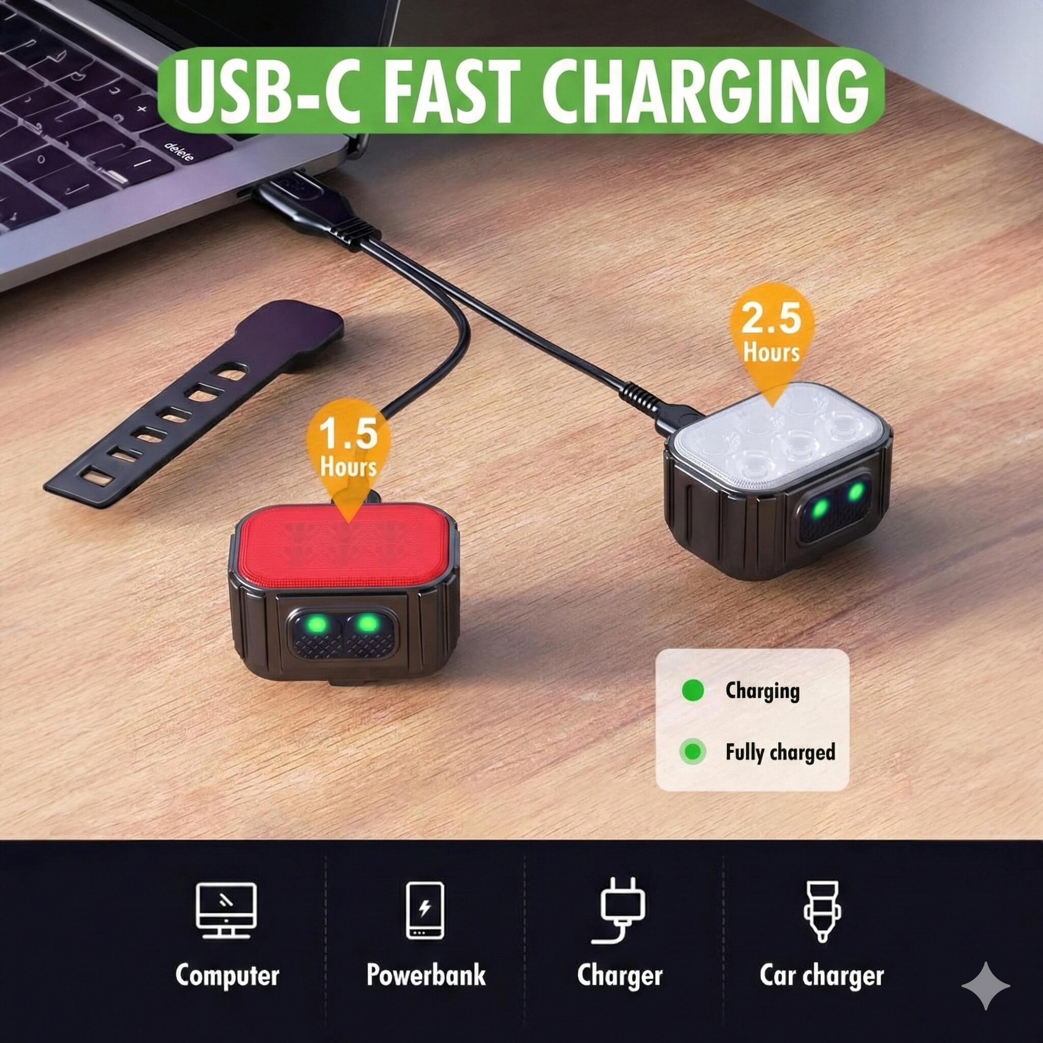 Kit d'éclairage pour vélo – Éclairage LED rechargeable avant et arrière 5/7