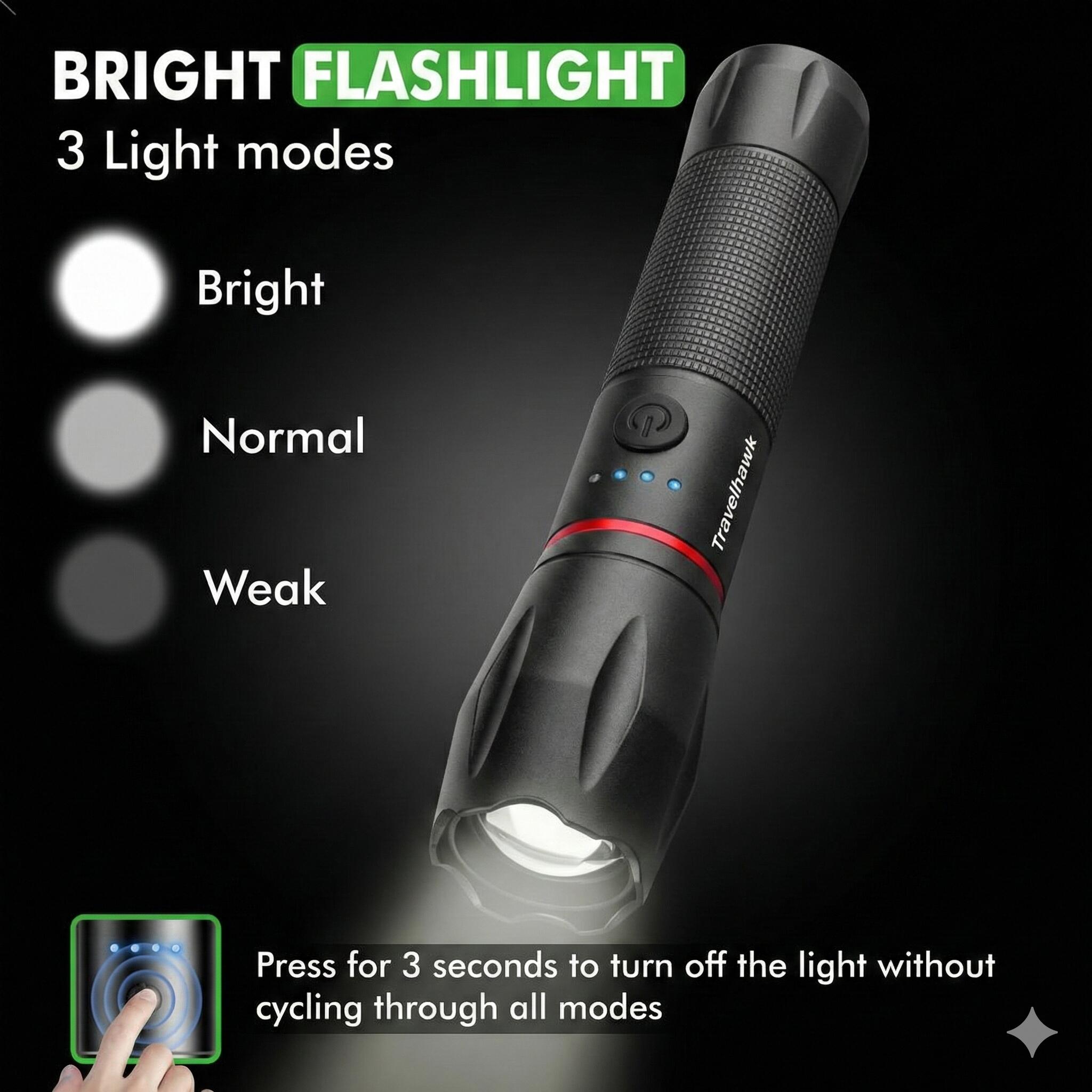 Lampe torche LED rechargeable – Modèle militaire – 1 pièce 3/7