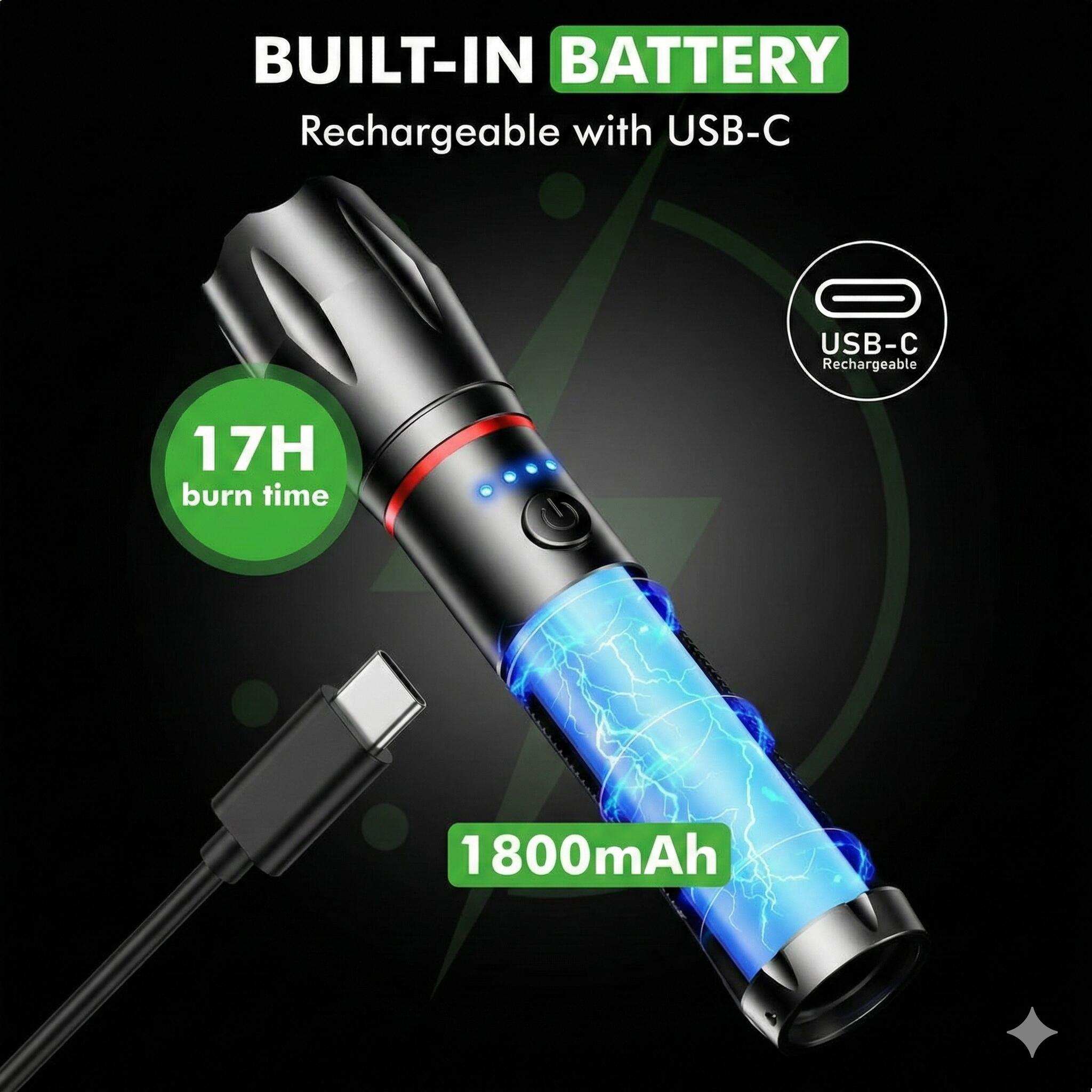 Lampe torche LED rechargeable – Modèle militaire – 1 pièce 2/7