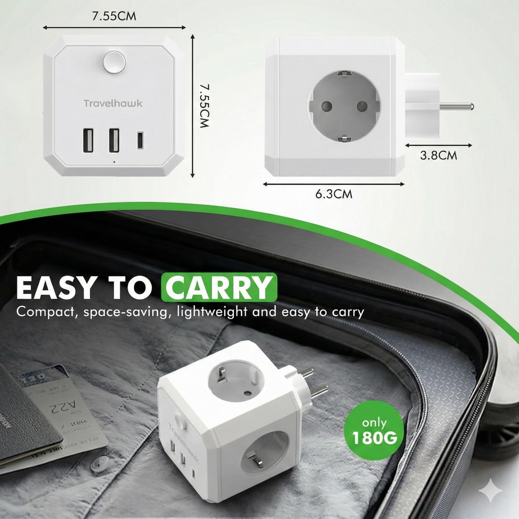 Divisor USB-C – Extensão Elétrica de 20W – Branco 5/7
