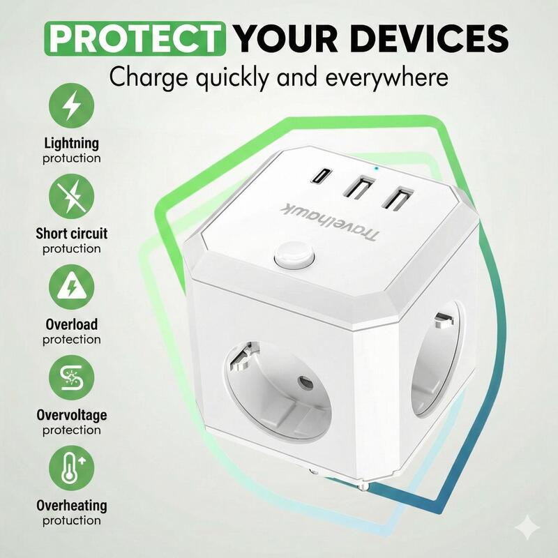 Splitter USB-C – Prelungitor 20W – Alb