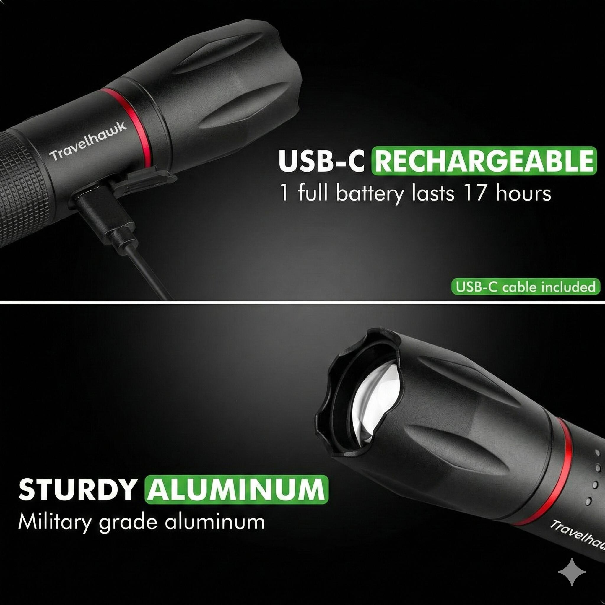 Lampe torche LED rechargeable – Modèle militaire – 1 pièce 4/7