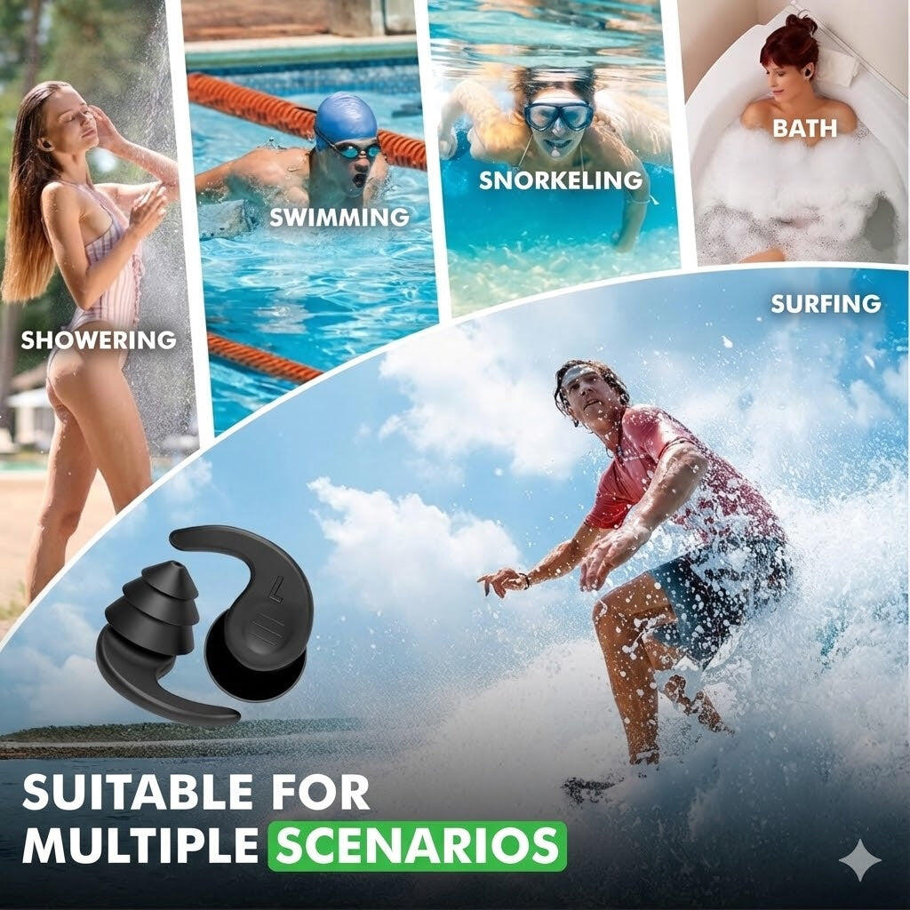 WaterDam Tappi Per Le Orecchie Da Nuoto, Impermeabili, Ultra Comodi Prevenire L Orecchio Del Nuotatore Taglia 1 2 3 Confezione Di Prova Famiglie O Piccole Arancione Verde Blu 1049752906