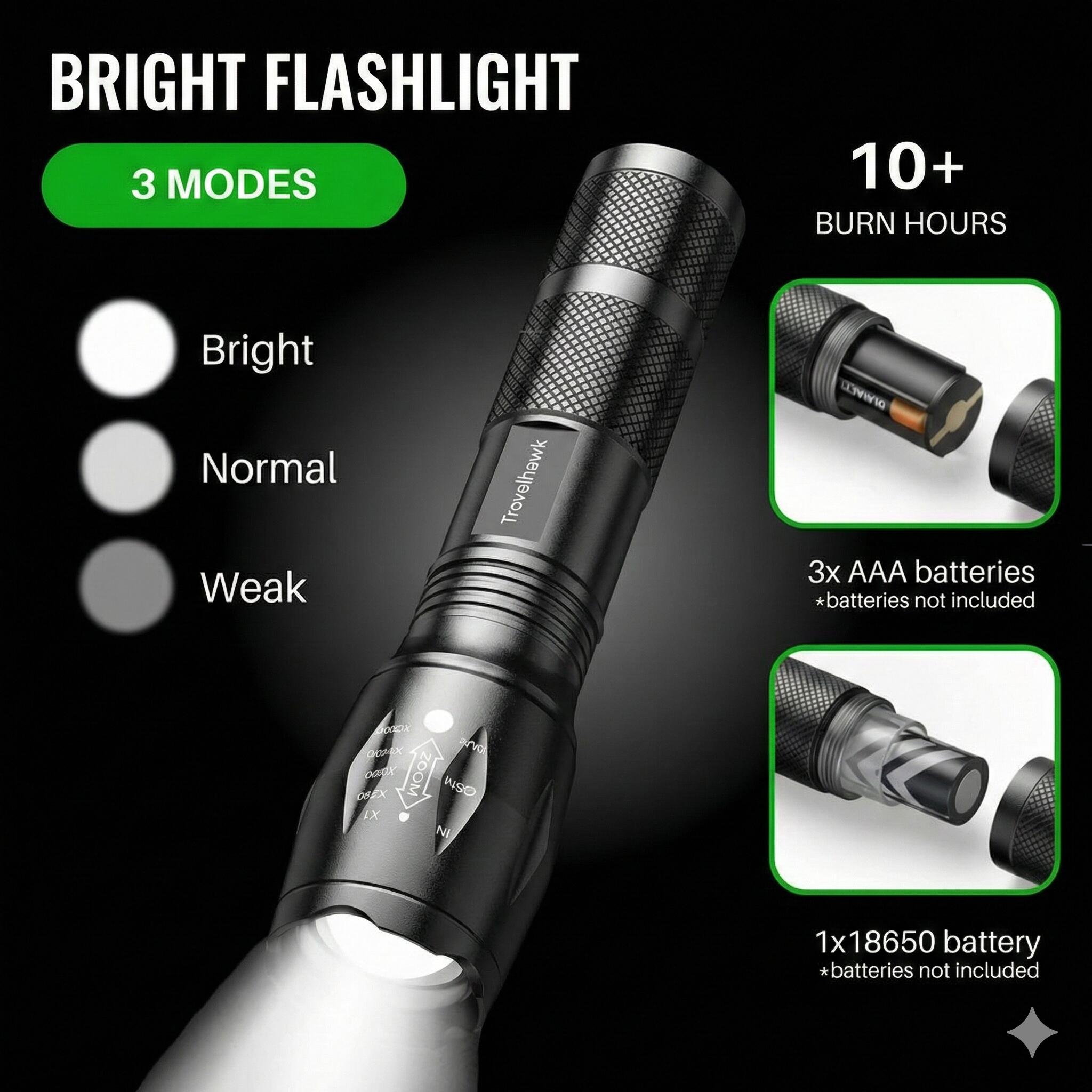 Lampe torche LED – 2 lampes torches LED puissantes 5/7