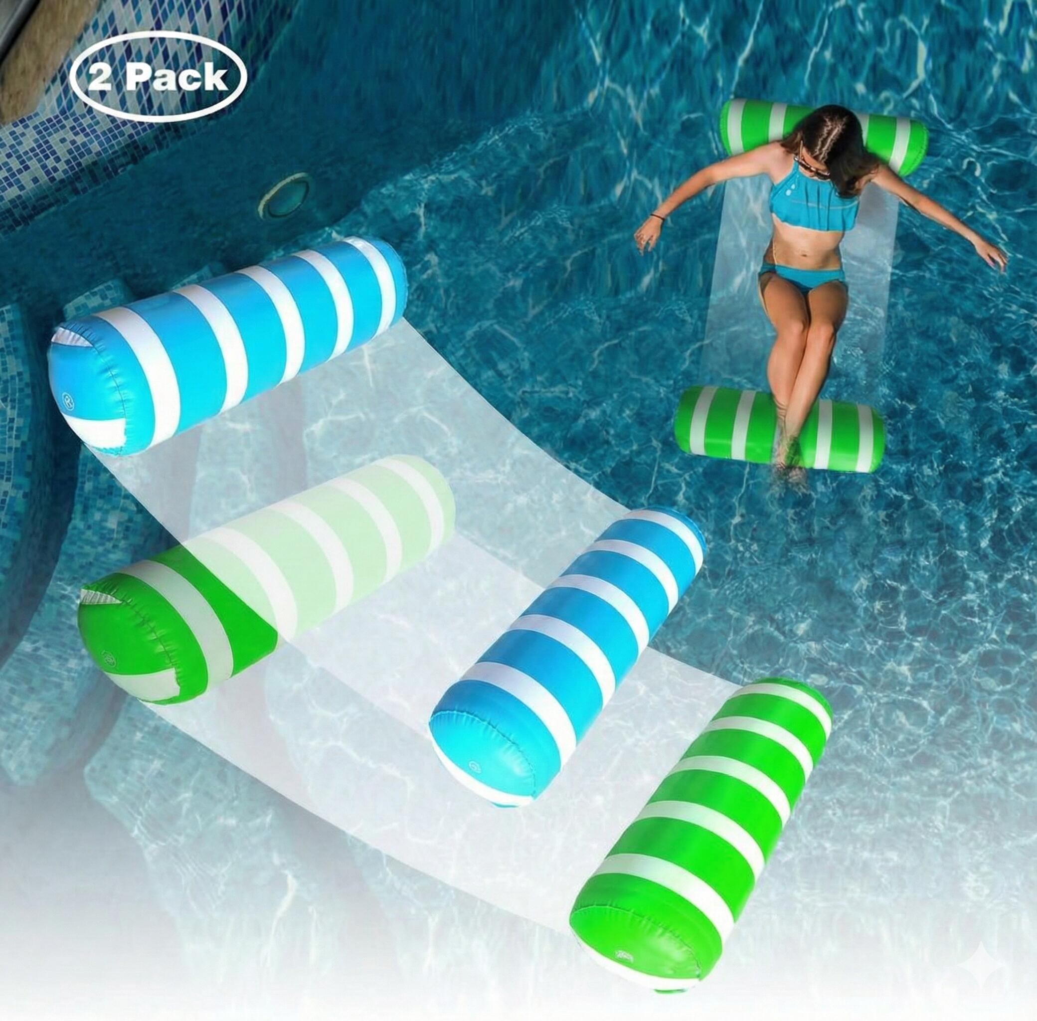 CYFIE 2 Stück Wasserhängematte Erwachsene,Aufblasbares Pool Wasserhängematte mit Luftpumpe,4 in1 Wasser Hängematte Loungesessel Pool Lounge Luftmatratze Wasserhängematte