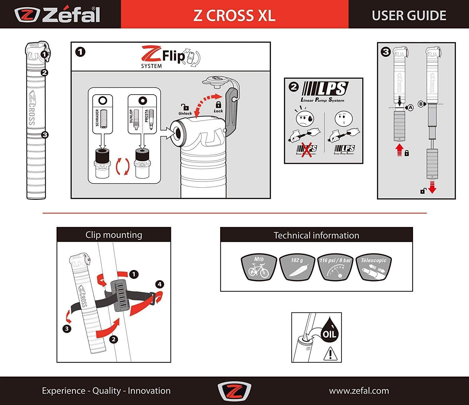 Mini Pompe téléscopique VTT Zefal Z Cross - Noir 5/5