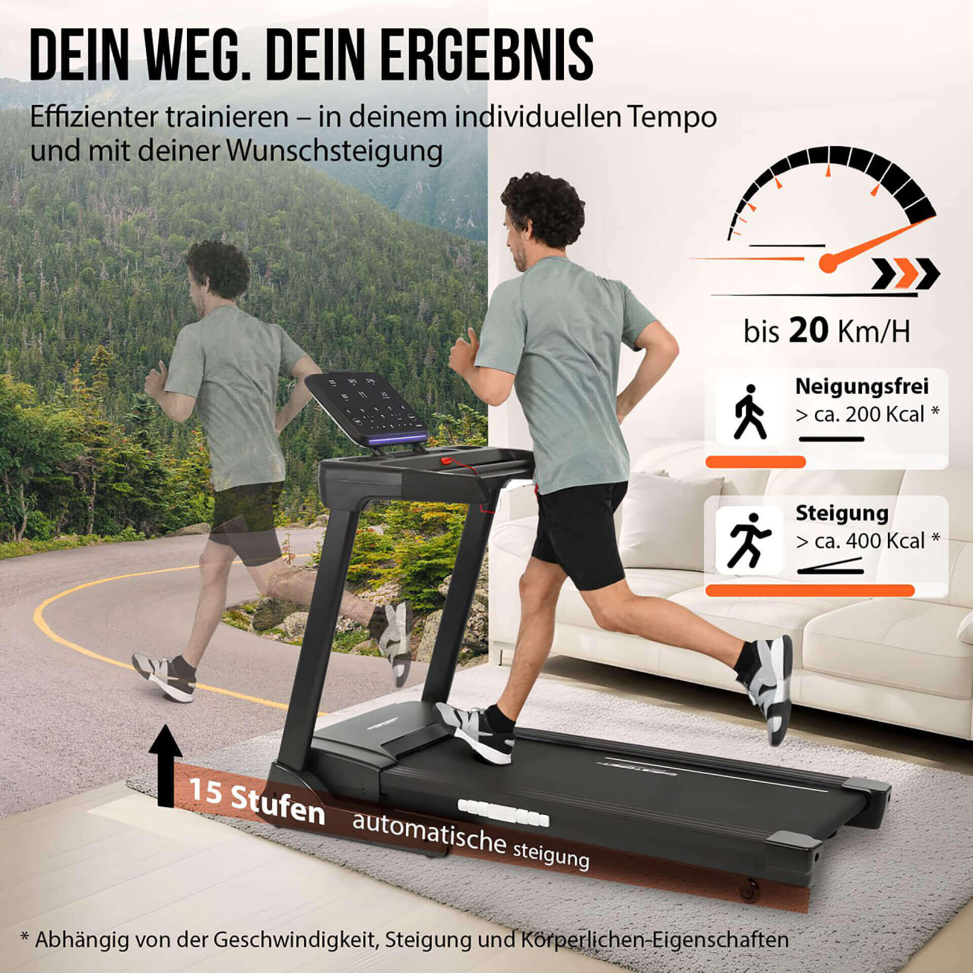 Tapis de course pliable avec inclinaison – avec LED-Smart-Control - TM 4500 S 2/7