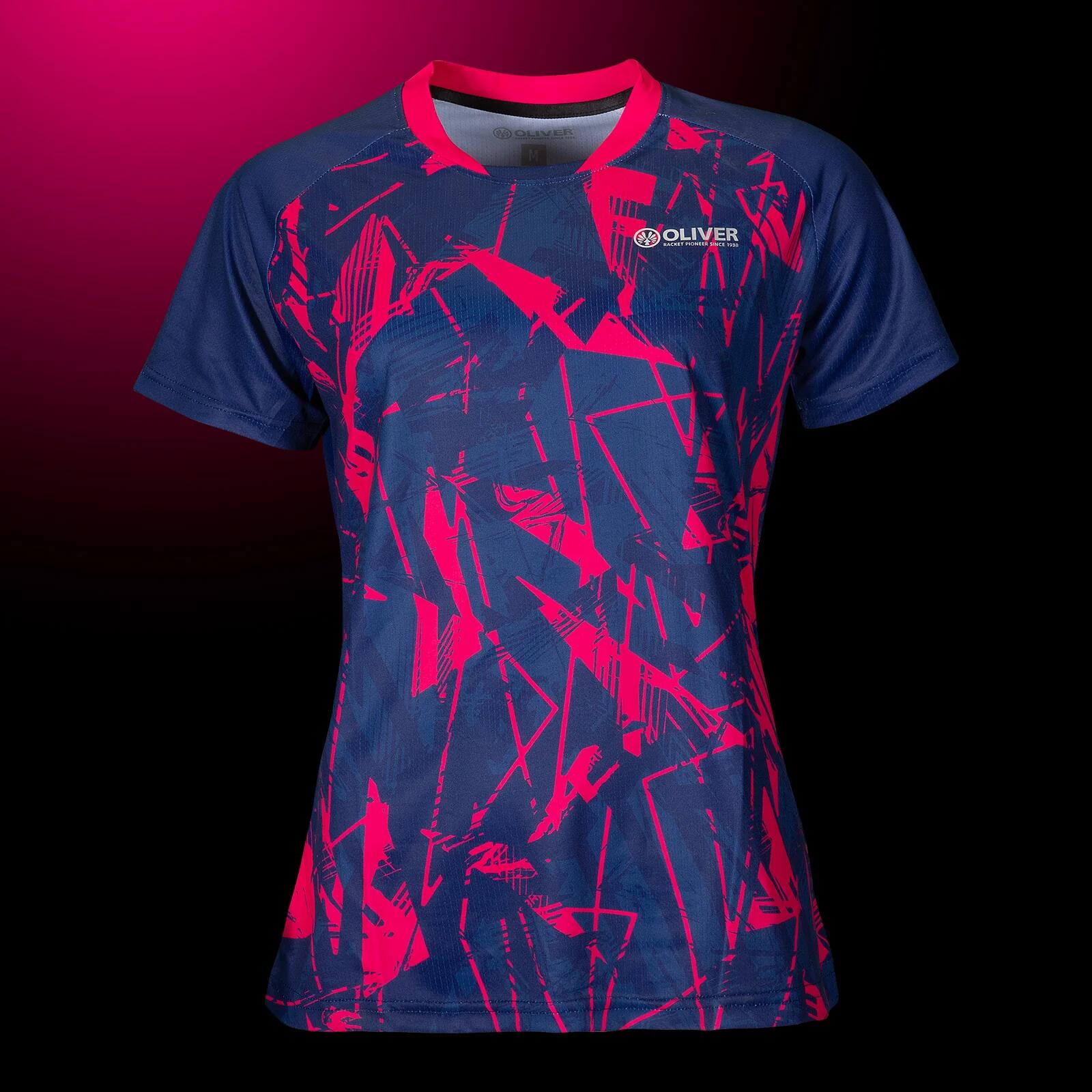 Maillot femme Verona – T-shirt de sport respirant, Bleu-rose 2/2