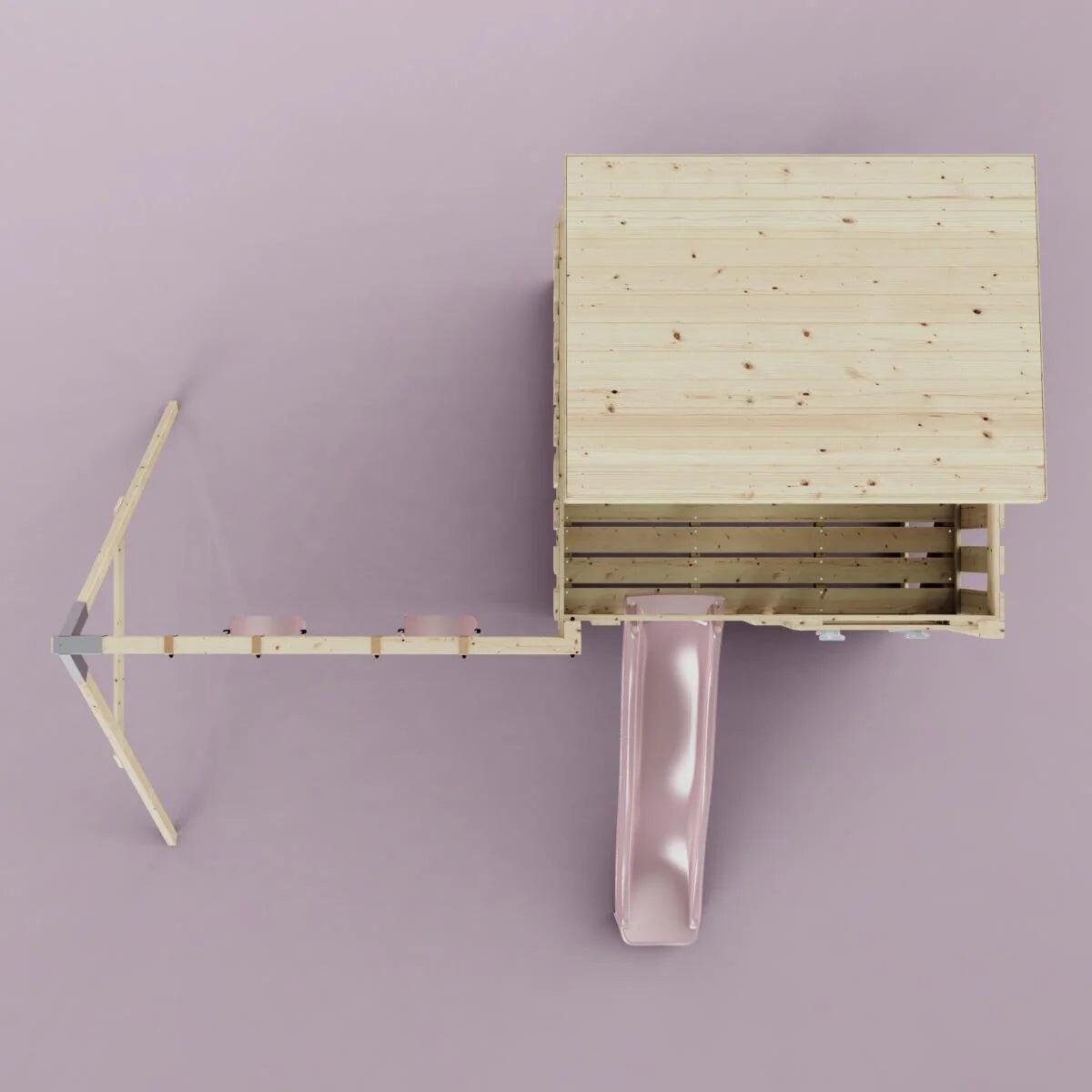 Spielturm Nils mit Trapezstange in Altrosa - 415 × 396 × 260 cm 7/7