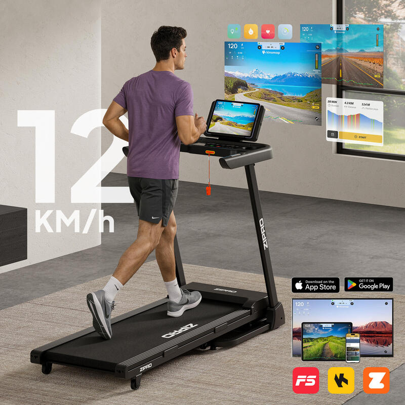 Bandă de alergat Zipro Luma 120 x 44 cm, 12 km/h, FitShow, Kinomap, Bluetooth