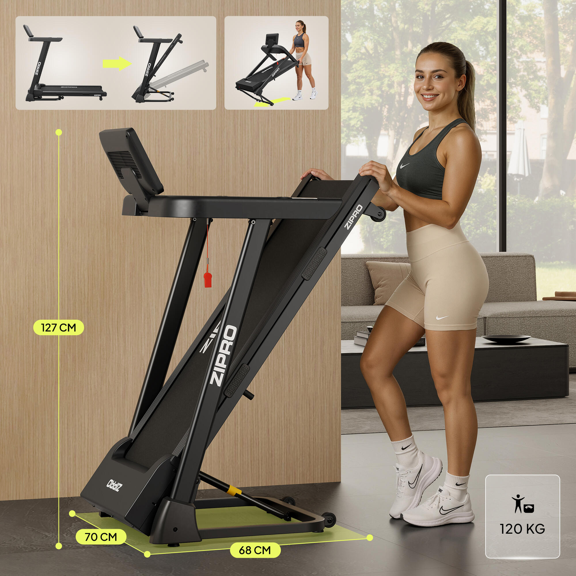 Cinta de correr Zipro Luma 120 x 44 cm, 12 km/h, FitShow, Kinomap, Bluetooth 7/7