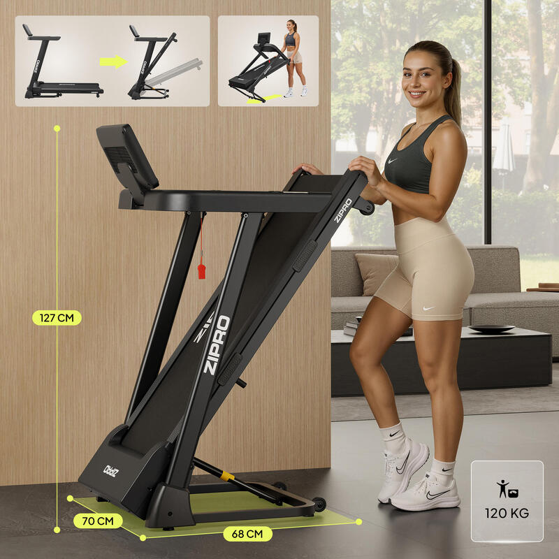 Bandă de alergat Zipro Luma 120 x 44 cm, 12 km/h, FitShow, Kinomap, Bluetooth