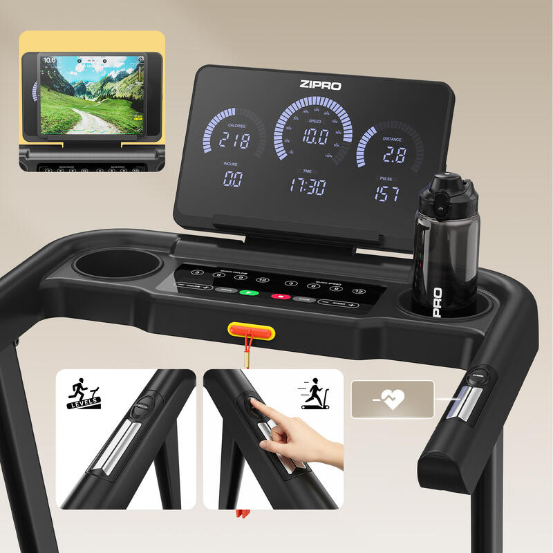 Bandă de alergat Zipro Luma 120 x 44 cm, 12 km/h, FitShow, Kinomap, Bluetooth