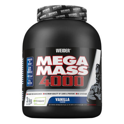 Weider mega mass 4000 (3000g) chocolate - gewichtstoename - met creatine