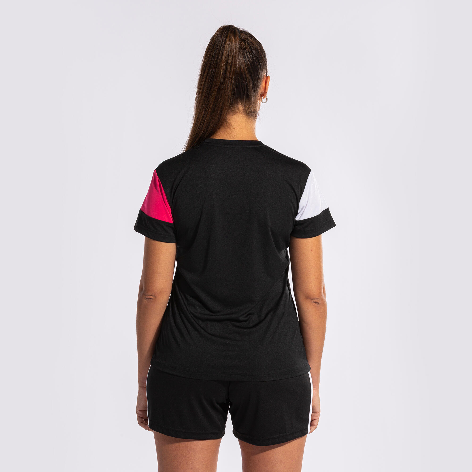 T-Shirt Manga Curta Futebol Mulher Joma Crew V Preto 5/7