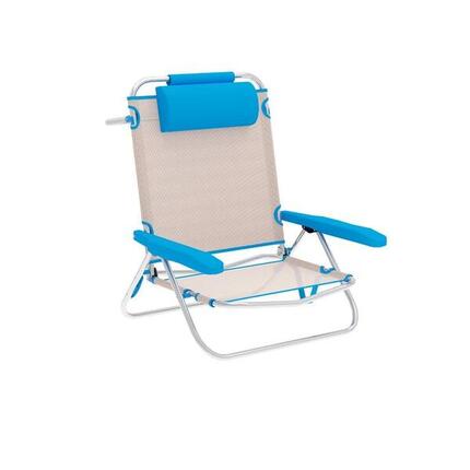 Silla plegable Marbueno 5 posiciones aluminio beige azul
