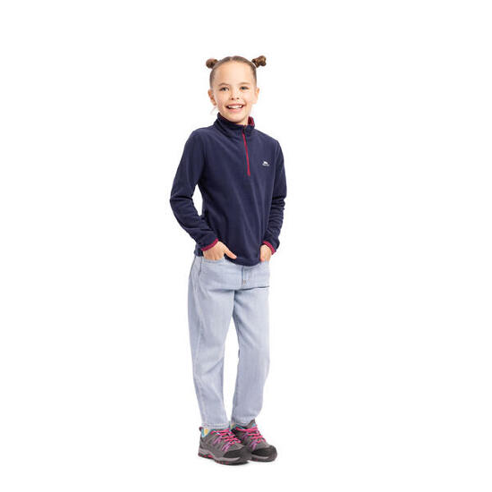 2058 Pull femme microfleece 1/2 zip bleu multicolore