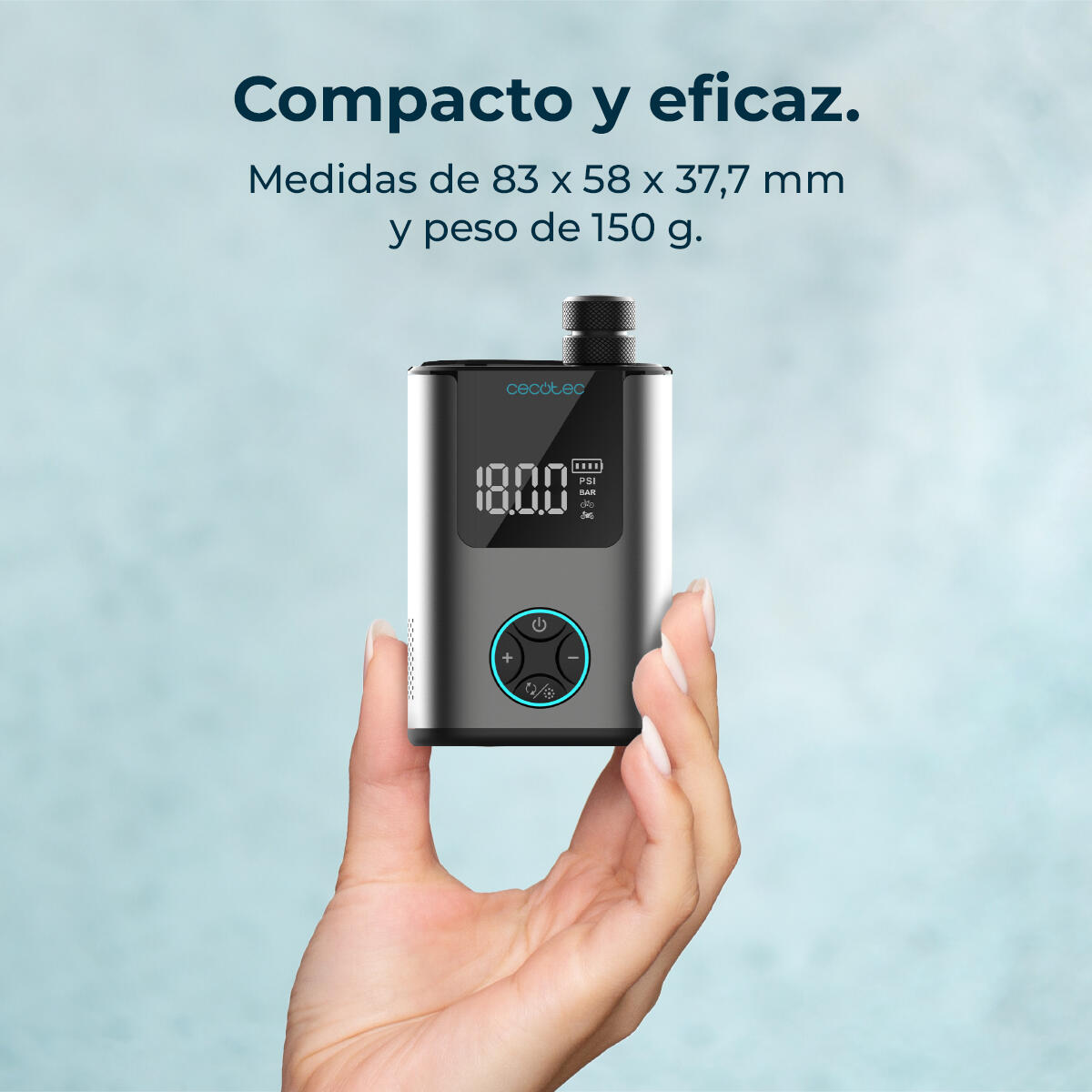 Cecotec Gonfiatore elettrico Air Max Mini 600 mAh 150 psi, Design portatile, 150 2/7
