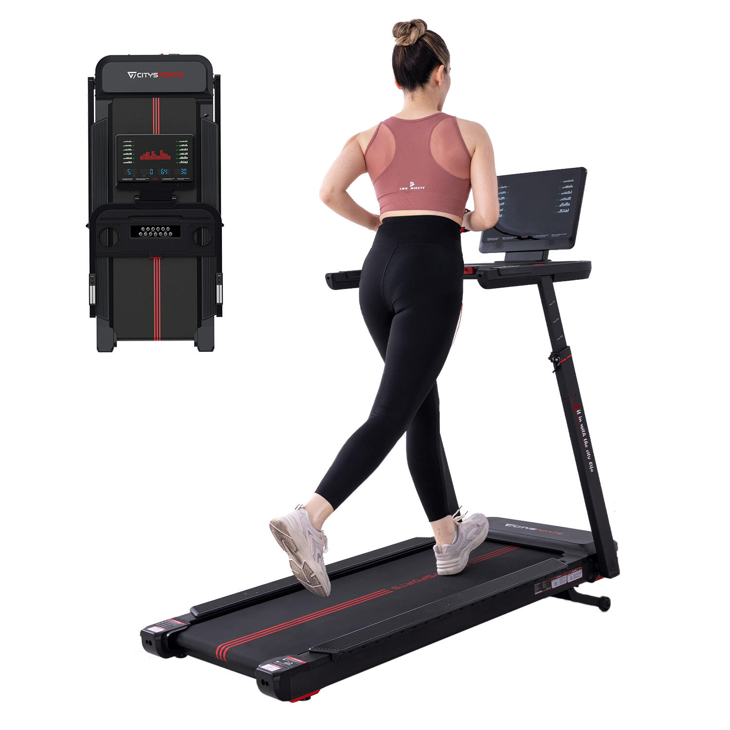 CITYSPORTS Skládací a šikmý běžecký pás s 15 úrovněmi - NB6 - 3700 W - 15,5 km/h - APP