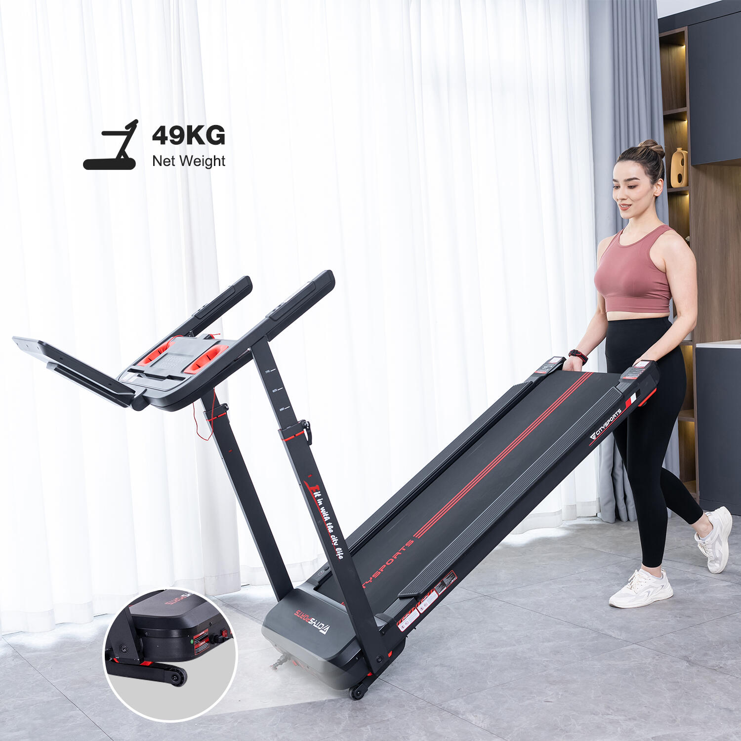 Cinta de Correr Negra Inclinación Eléctrica 15 Niveles 3700W- 15.5km/h 4/7
