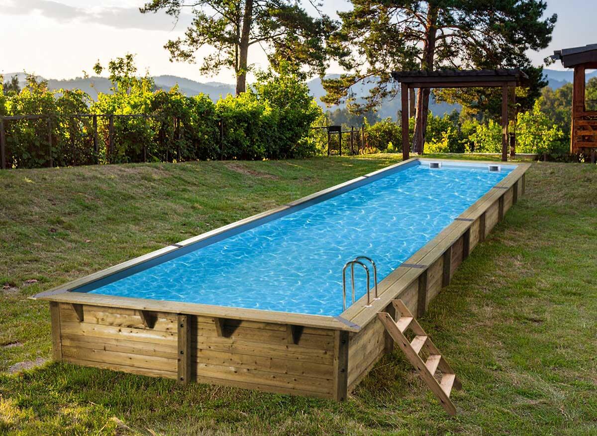 Piscine bois Linéa 15,50 x 3,50 x 1,55 m - Liner beige 5/5