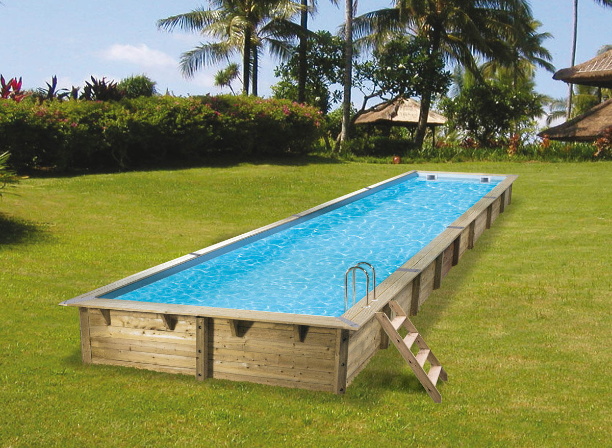 Piscine bois Linéa 15,50 x 3,50 x 1,55 m - Liner beige 2/5