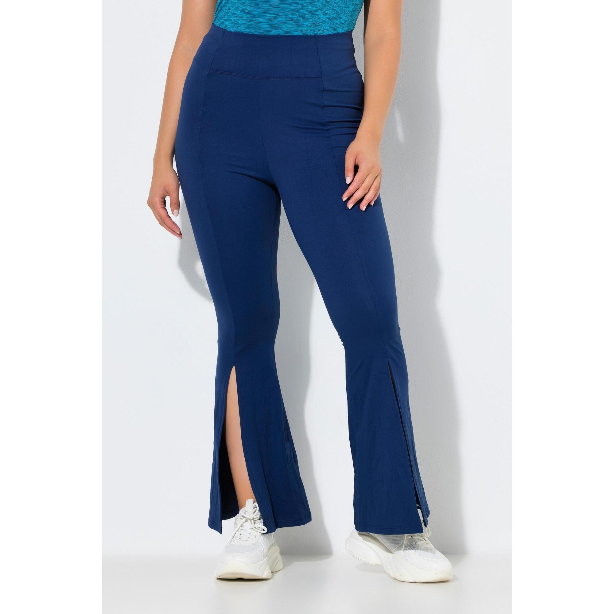 Ulla Popken - Femme Legging Technique Bas De Jambe Évasée Et Poche Zippée - Legging - Bleu - Decathlon
