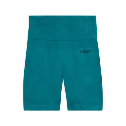 Leggings courts sans couture à taille haute et empiècements côtelés