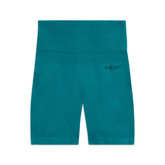 Leggings courts sans couture à taille haute et empiècements côtelés