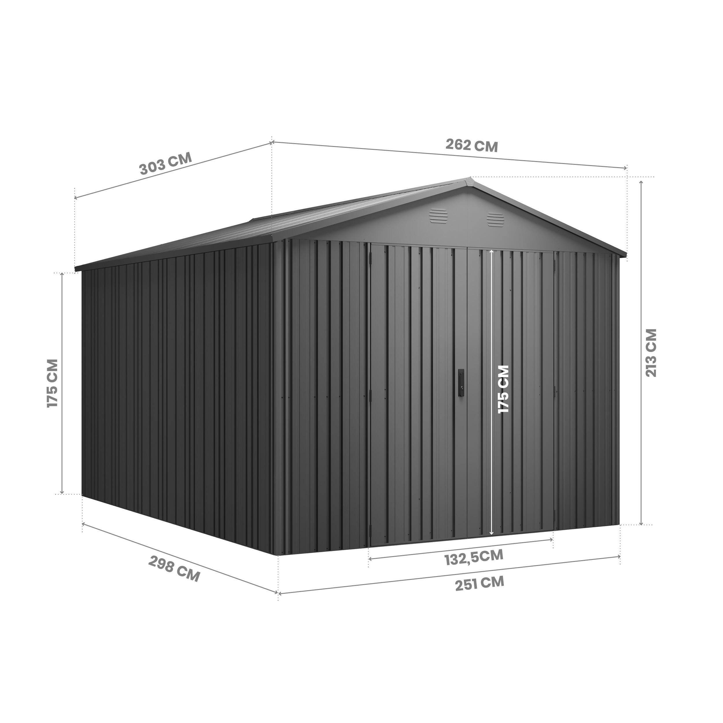 Abri de jardin métallique 7,94m² PIONEER Y90 structure solide 5/6