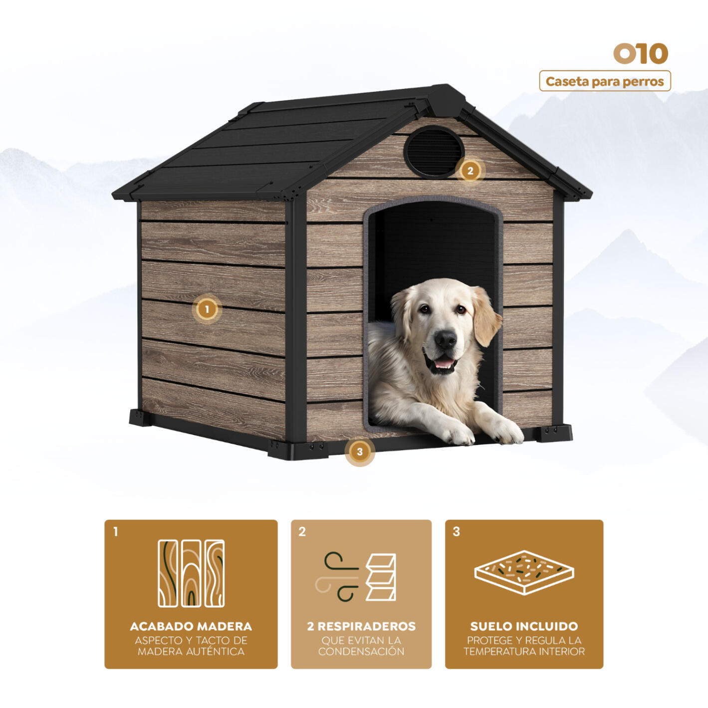 Abri de jardin résine OAK O10 102x115x100cm sol effet bois 3/6
