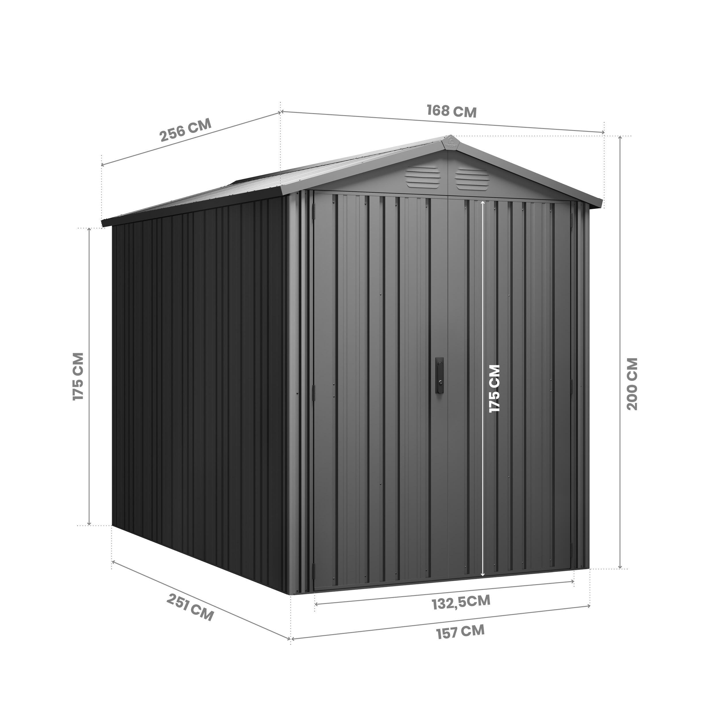 Abri de jardin métallique 4,30m² PIONEER Y50 structure solide 5/6
