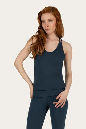 Top de Yoga et Pilates en Bambou Lyrais - Blue Acier