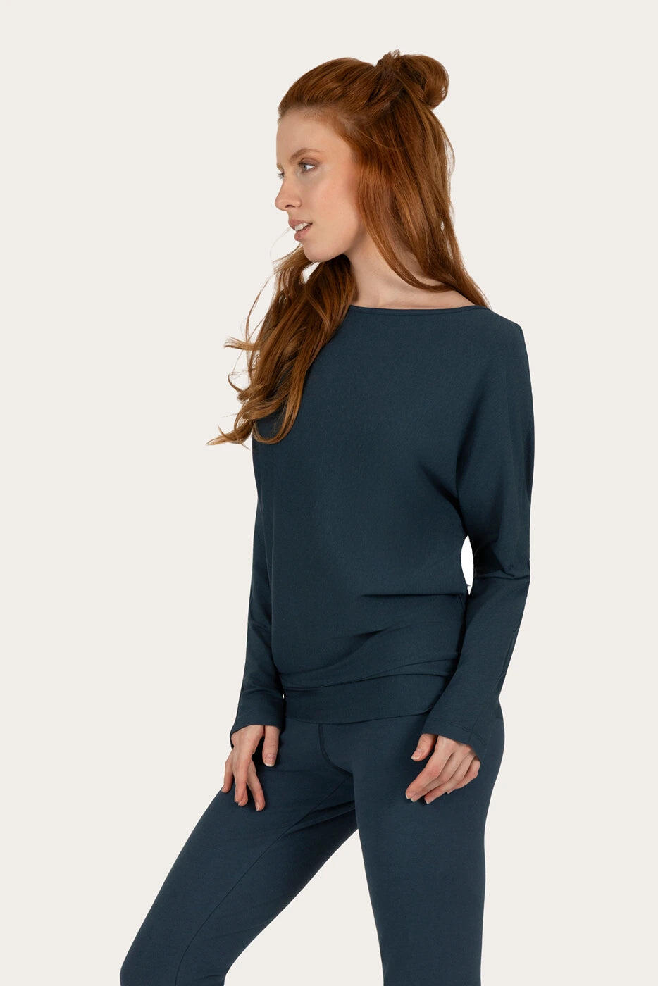 Chemise de Yoga et Pilates à manches longues Budhi, chauve-souris - Blue/gris 2/5