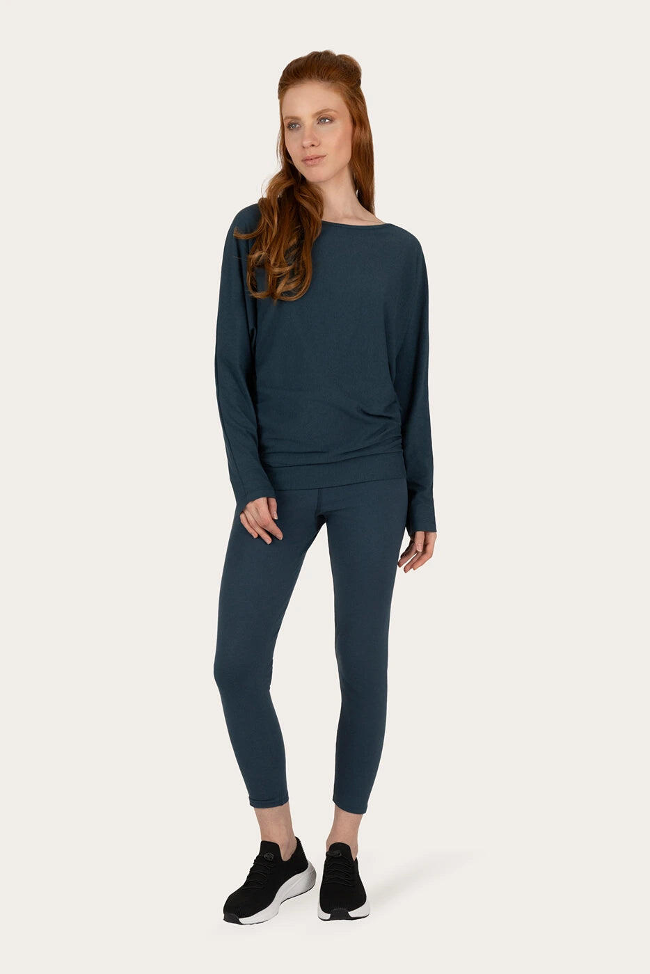 Chemise de Yoga et Pilates à manches longues Budhi, chauve-souris - Blue/gris 4/5