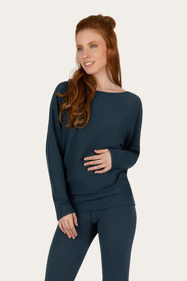 Loosefit batwing Budhi Longsleeve Yoga en Pilates Shirt - Blauwgrijs